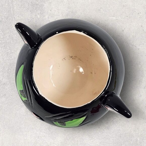 Black Cat Halloween Planter or Mug Whimsical Ceramic Goblet Style Kitty Spooky - Picture 6 of 10